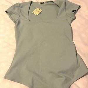 Intimately Free People Womens Extra Small Thong Bodysuit Light Green Shirt. NWT